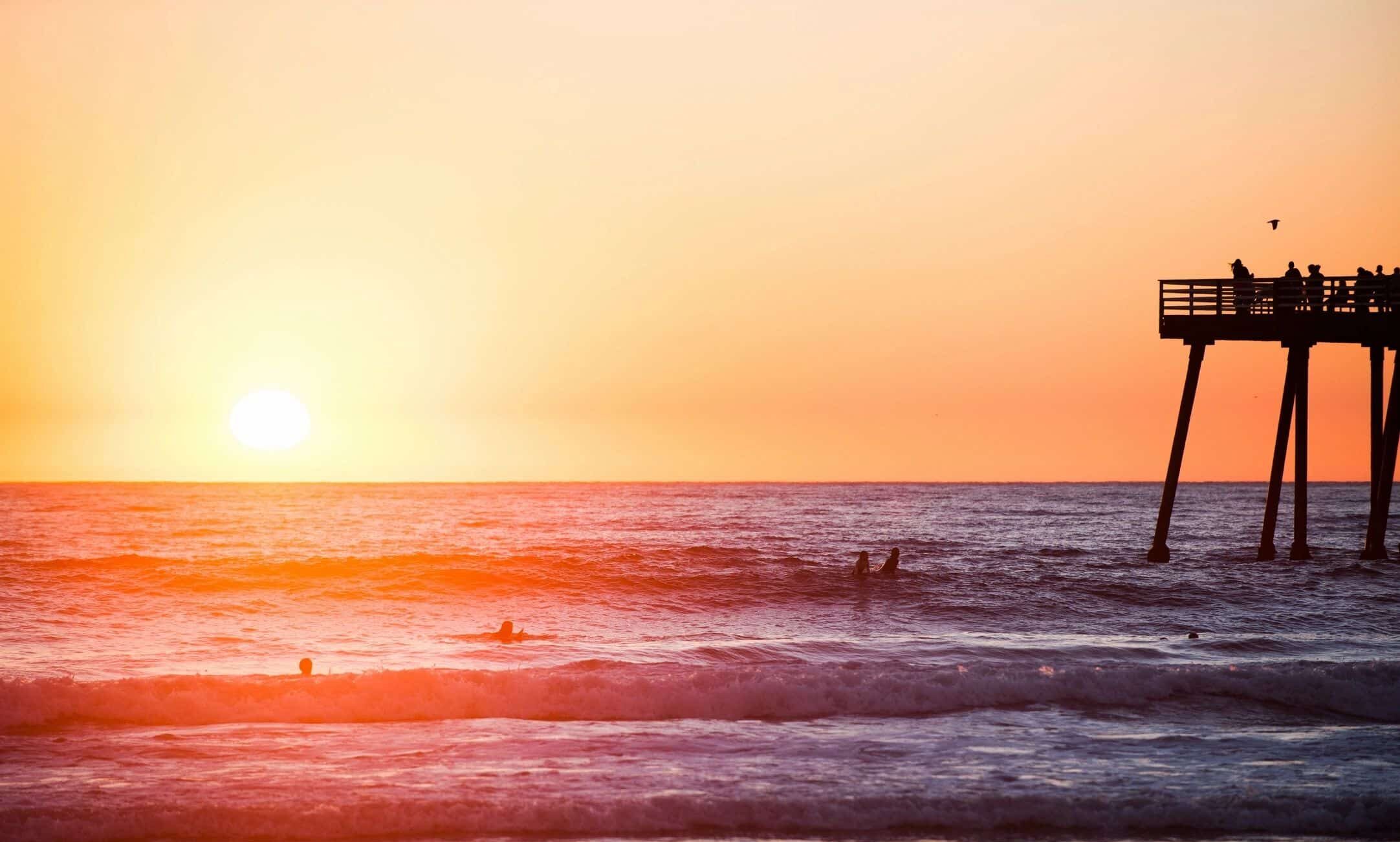 Beach ocean sunset calm